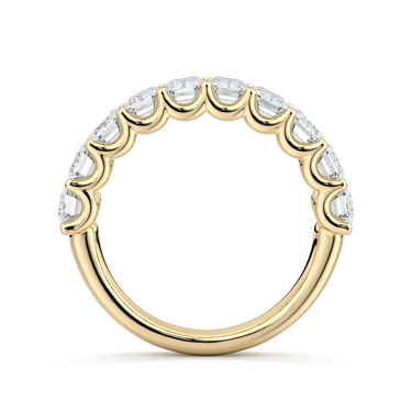 Just Brilliant Eternity Band, Half eternity / 2.5Ct / Emerald in 18K Yellow Gold, profile view, unengraved.