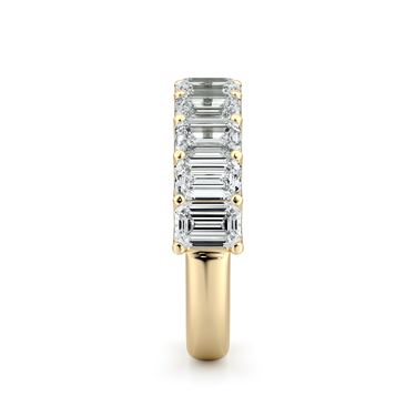 Just Brilliant Eternity Band, Half eternity / 2.5Ct / Emerald in 18K Yellow Gold, side view, unengraved.