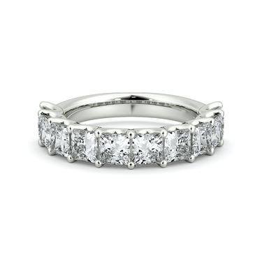 Just Brilliant Eternity Band, Half eternity / 2.5Ct / Princess in 18K White Gold, front view, unengraved.