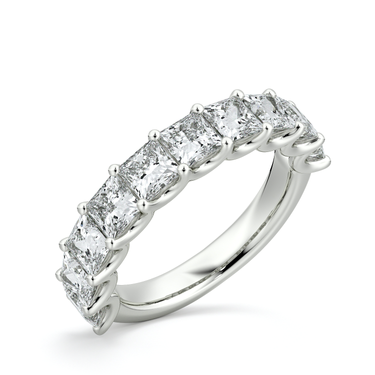 Just Brilliant Eternity Band, Half eternity / 2.5Ct / Princess in 18K White Gold, oblique view, unengraved.