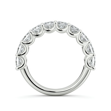 Just Brilliant Eternity Band, Half eternity / 2.5Ct / Princess in 18K White Gold, profile view, unengraved.
