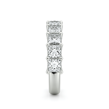 Just Brilliant Eternity Band, Half eternity / 2.5Ct / Princess in 18K White Gold, side view, unengraved.