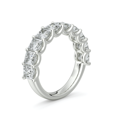 Just Brilliant Eternity Band, Half eternity / 2.5Ct / Princess in 18K White Gold, upright view, unengraved.