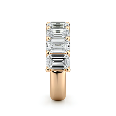 Just Brilliant Eternity Band, Half eternity / 4.0Ct / Emerald in 18K Rose Gold, side view, unengraved.