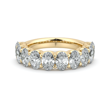 Just Brilliant Eternity Band, Half eternity / 2.5Ct / Oval in 18K Yellow Gold, front view, unengraved.