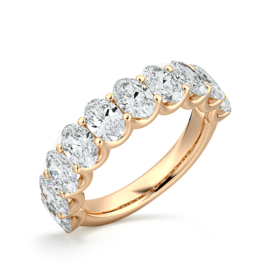 Just Brilliant Eternity Band, Half eternity / 2.5Ct / Oval in 18K Rose Gold, oblique view, unengraved.