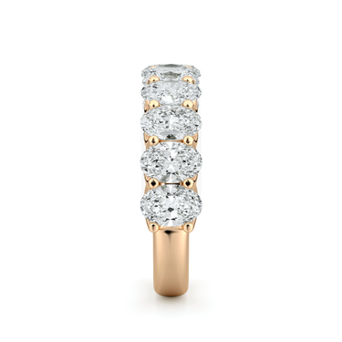 Just Brilliant Eternity Band, Half eternity / 2.5Ct / Oval in 18K Rose Gold, side view, unengraved.