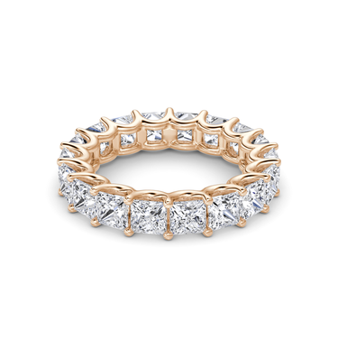 Just Brilliant Eternity Band, Full eternity / 4.5Ct / Princess in 18K Rose Gold, front view, unengraved.
