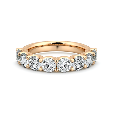 Just Brilliant Eternity Band, Half eternity / 2.0Ct / Round Brilliant in 18K Rose Gold, front view, unengraved.