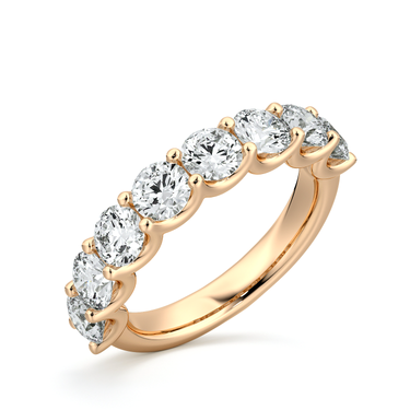 Just Brilliant Eternity Band, Half eternity / 2.0Ct / Round Brilliant in 18K Rose Gold, oblique view, unengraved.