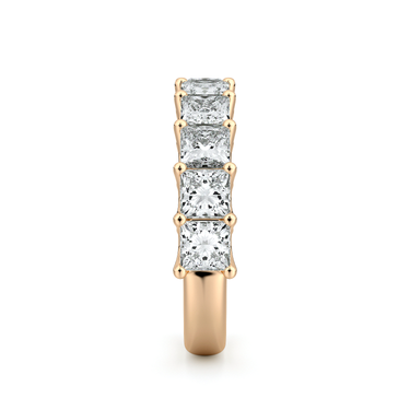 Just Brilliant Eternity Band, Half eternity / 2.5Ct / Princess in 18K Rose Gold, side view, unengraved.
