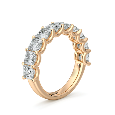 Just Brilliant Eternity Band, Half eternity / 2.5Ct / Princess in 18K Rose Gold, upright view, unengraved.