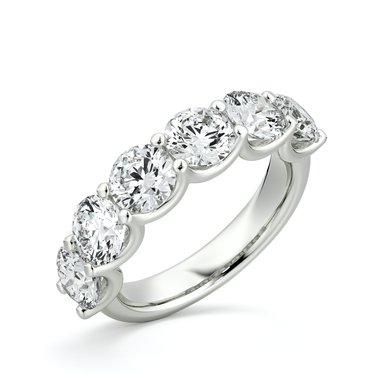 Just Brilliant Eternity Band, Half eternity / 3.0Ct / Round Brilliant in 18K White Gold, oblique view, unengraved.