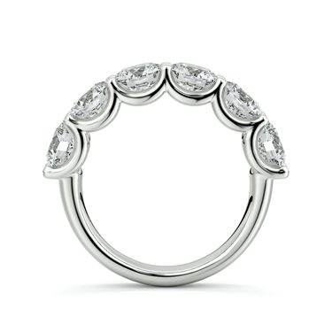 Just Brilliant Eternity Band, Half eternity / 3.0Ct / Round Brilliant in 18K White Gold, profile view, unengraved.