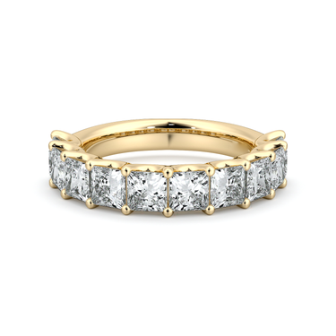 Just Brilliant Eternity Band, Half eternity / 2.5Ct / Princess in 18K Yellow Gold, front view, unengraved.