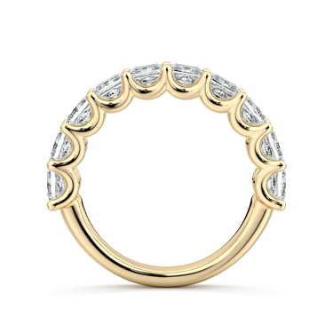 Just Brilliant Eternity Band, Half eternity / 2.5Ct / Princess in 18K Yellow Gold, profile view, unengraved.