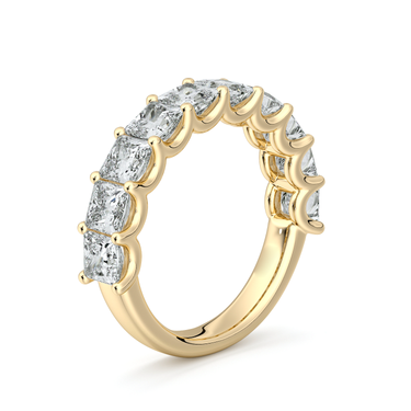 Just Brilliant Eternity Band, Half eternity / 2.5Ct / Princess in 18K Yellow Gold, upright view, unengraved.