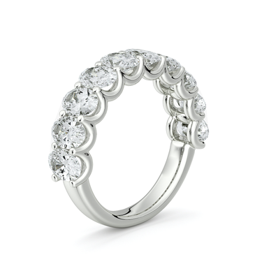 Just Brilliant Eternity Band, Half eternity / 2.5Ct / Oval in 18K White Gold, upright view, unengraved.