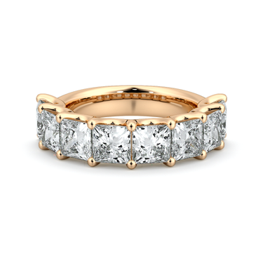 Just Brilliant Eternity Band, Half eternity / 4.0Ct / Princess in 18K Rose Gold, front view, unengraved.