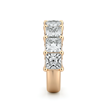 Just Brilliant Eternity Band, Half eternity / 4.0Ct / Princess in 18K Rose Gold, side view, unengraved.