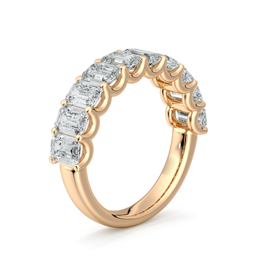 Just Brilliant Eternity Band, Half eternity / 2.5Ct / Emerald in 18K Rose Gold, upright view, unengraved.