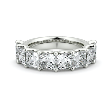 Just Brilliant Eternity Band, Half eternity / 4.0Ct / Princess in 18K White Gold, front view, unengraved.