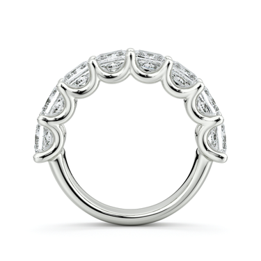 Just Brilliant Eternity Band, Half eternity / 4.0Ct / Princess in 18K White Gold, profile view, unengraved.