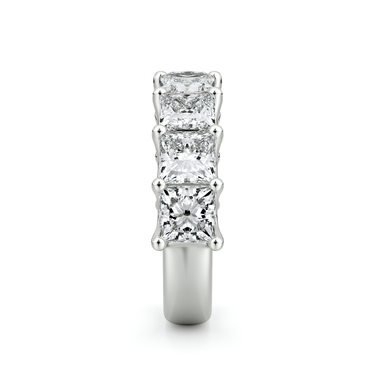 Just Brilliant Eternity Band, Half eternity / 4.0Ct / Princess in 18K White Gold, side view, unengraved.