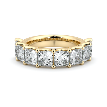 Just Brilliant Eternity Band, Half eternity / 4.0Ct / Princess in 18K Yellow Gold, front view, unengraved.