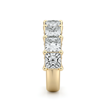 Just Brilliant Eternity Band, Half eternity / 4.0Ct / Princess in 18K Yellow Gold, side view, unengraved.