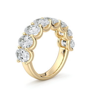 Just Brilliant Eternity Band, Half eternity / 4.0Ct / Oval in 18K Yellow Gold, upright view, unengraved.