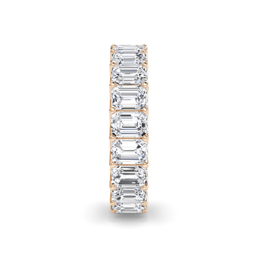 Just Brilliant Eternity Band, Full eternity / 5.0Ct / Emerald in 18K Rose Gold, side view, unengraved.