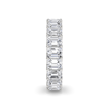 Just Brilliant Eternity Band, Full eternity / 5.0Ct / Emerald in 18K White Gold, side view, unengraved.