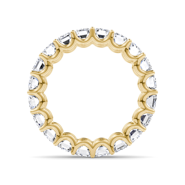 Just Brilliant Eternity Band, Full eternity / 5.0Ct / Emerald in 18K Yellow Gold, profile view, unengraved.