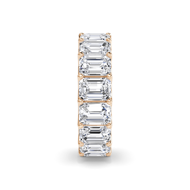 Just Brilliant Eternity Band, Full eternity / 8.0Ct / Emerald in 18K Rose Gold, side view, unengraved.