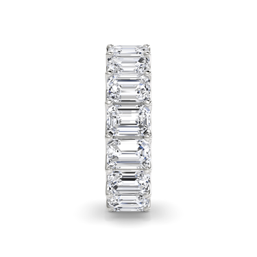 Just Brilliant Eternity Band, Full eternity / 8.0Ct / Emerald in 18K White Gold, side view, unengraved.
