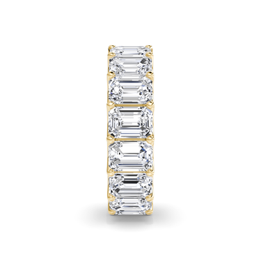 Just Brilliant Eternity Band, Full eternity / 8.0Ct / Emerald in 18K Yellow Gold, side view, unengraved.