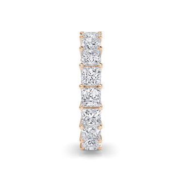 Just Brilliant Eternity Band, Full eternity / 4.5Ct / Princess in 18K Rose Gold, side view, unengraved.