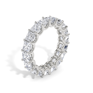 Just Brilliant Eternity Band, Full eternity / 4.5Ct / Princess in 18K White Gold, upright view, unengraved.