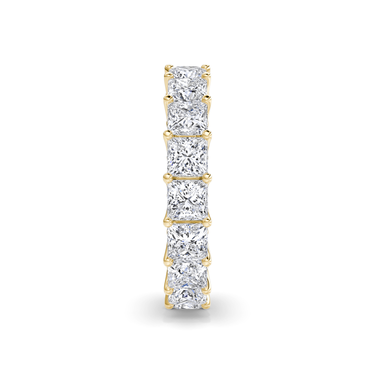 Just Brilliant Eternity Band, Full eternity / 4.5Ct / Princess in 18K Yellow Gold, side view, unengraved.