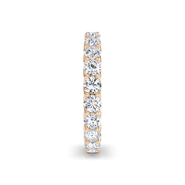 Just Brilliant Eternity Band, Full eternity / 2.0Ct / Round Brilliant in 18K Rose Gold, side view, unengraved.