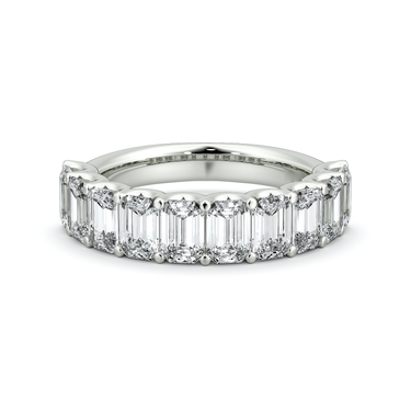 Just Brilliant Eternity Band, Half eternity / 2.5Ct / Emerald in 18K White Gold, front view, unengraved.