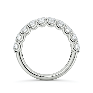 Just Brilliant Eternity Band, Half eternity / 2.5Ct / Emerald in 18K White Gold, profile view, unengraved.