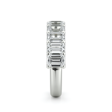 Just Brilliant Eternity Band, Half eternity / 2.5Ct / Emerald in 18K White Gold, side view, unengraved.