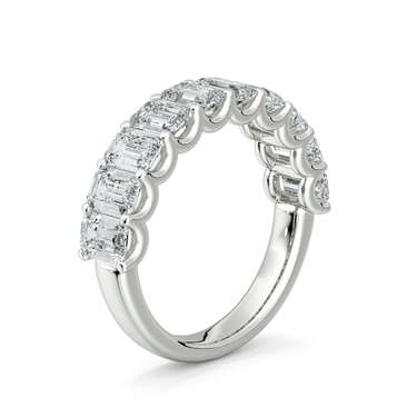 Just Brilliant Eternity Band, Half eternity / 2.5Ct / Emerald in 18K White Gold, upright view, unengraved.