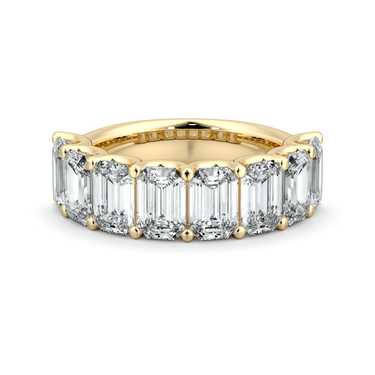 Just Brilliant Eternity Band, Half eternity / 4.0Ct / Emerald in 18K Yellow Gold, front view, unengraved.