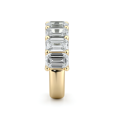 Just Brilliant Eternity Band, Half eternity / 4.0Ct / Emerald in 18K Yellow Gold, side view, unengraved.