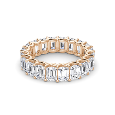 Just Brilliant Eternity Band, Full eternity / 5.0Ct / Emerald in 18K Rose Gold, front view, unengraved.