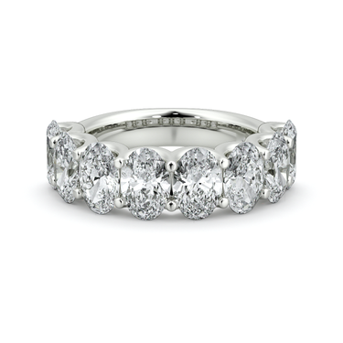 Just Brilliant Eternity Band, Half eternity / 4.0Ct / Oval in 18K White Gold, front view, unengraved.