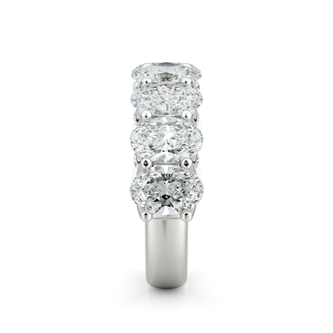 Just Brilliant Eternity Band, Half eternity / 4.0Ct / Oval in 18K White Gold, side view, unengraved.